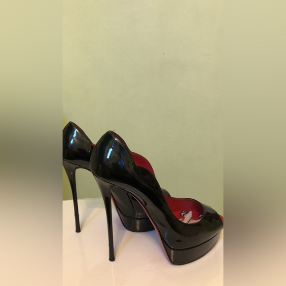 CHRISTIAN LOUBOUTIN $799 6 inch platform Chick Up Black Patent Leather Pumps - Picture 11 of 11